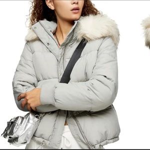 Topshop Frieda Faux Fur Trim Puffer Jacket